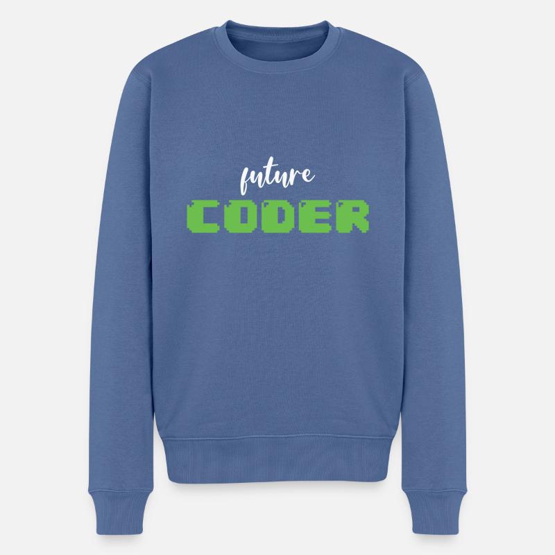 Programmation Future Coder Nerdy - Pull Premium bio Homme - bleu pigeon