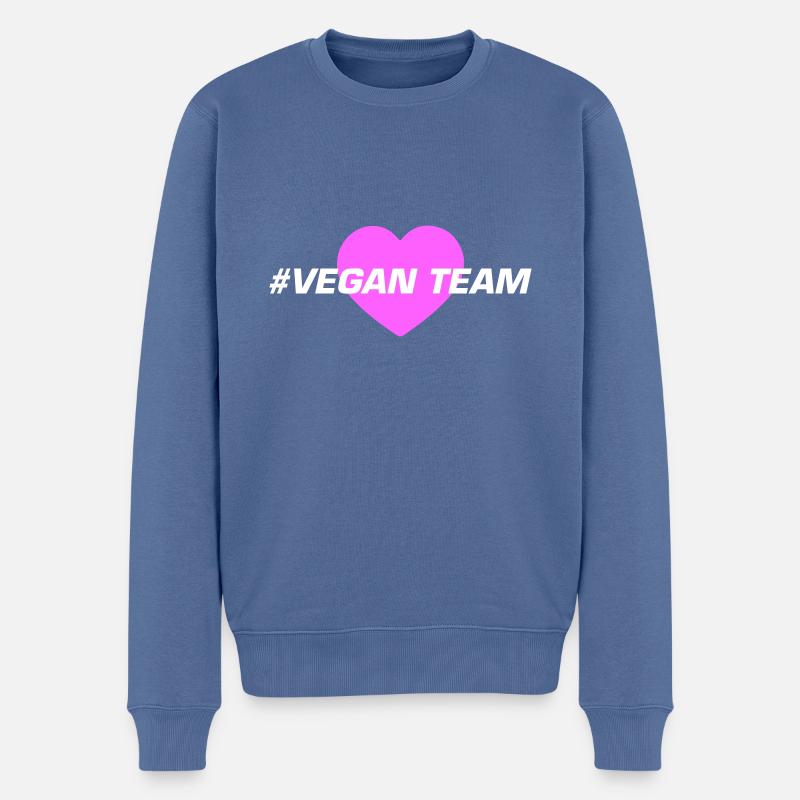 Vegan Team Herz - Männer Premium Bio Pullover - Taubenblau