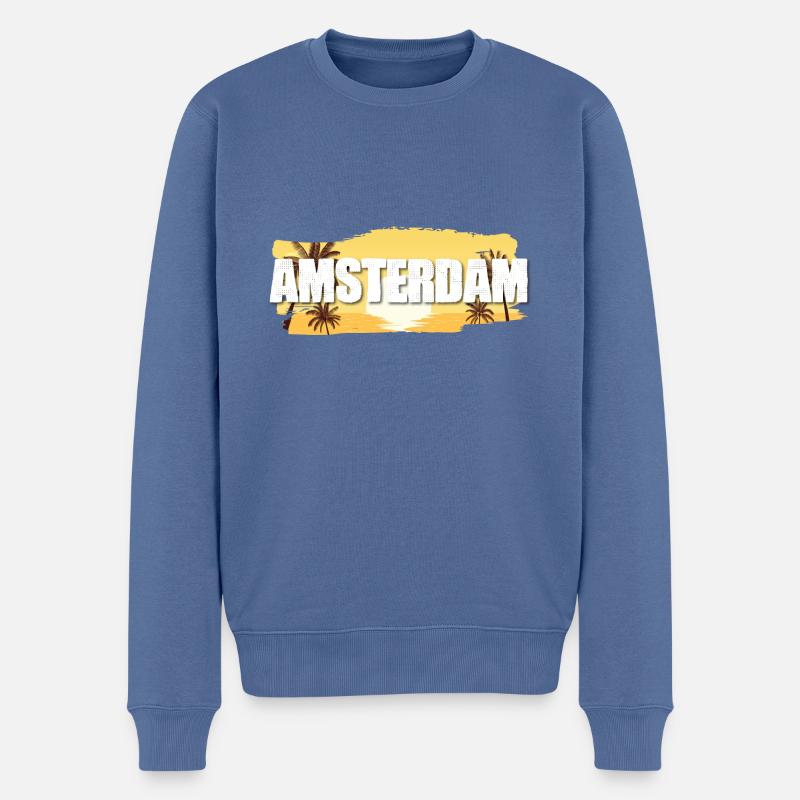 Amsterdam - Männer Premium Bio Pullover - Taubenblau