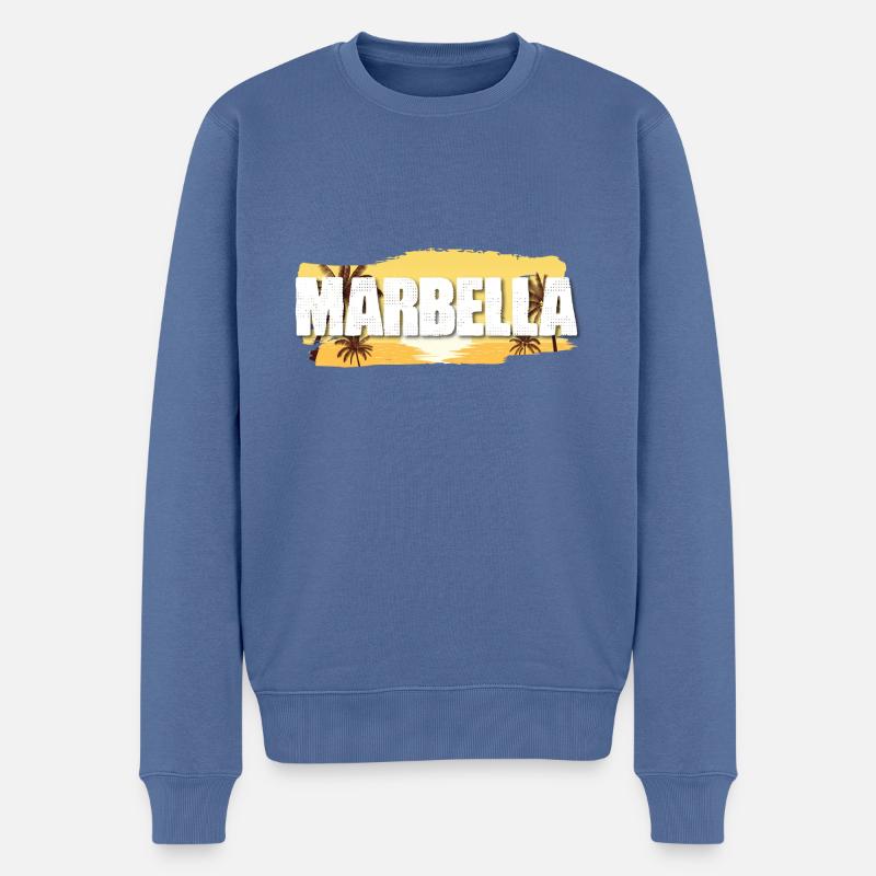 Marbella - Männer Premium Bio Pullover - Taubenblau