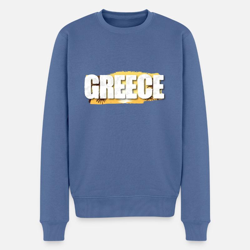 Greece - Männer Premium Bio Pullover - Taubenblau