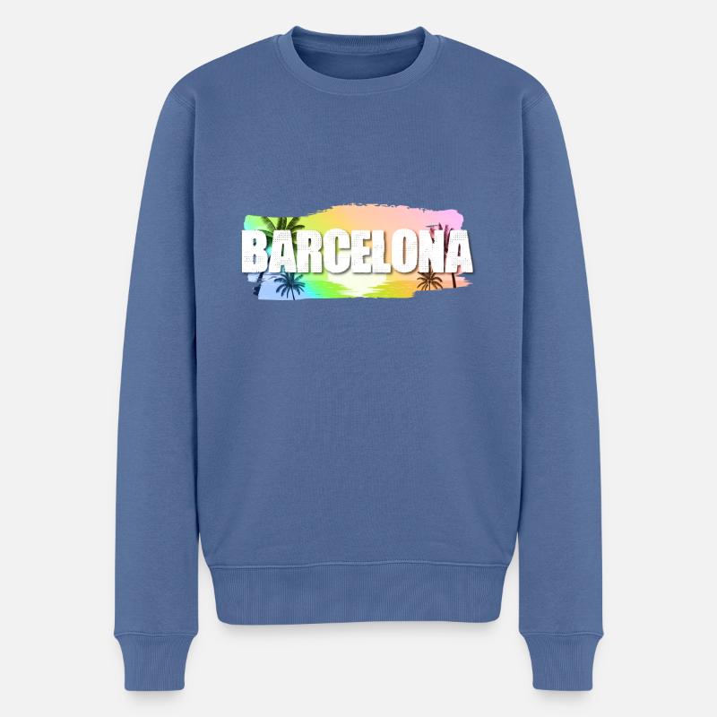 Barcelone - Pull Premium bio Homme - bleu pigeon