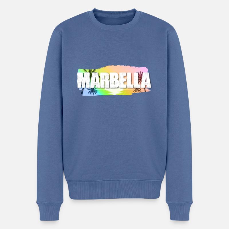 Marbella - Männer Premium Bio Pullover - Taubenblau