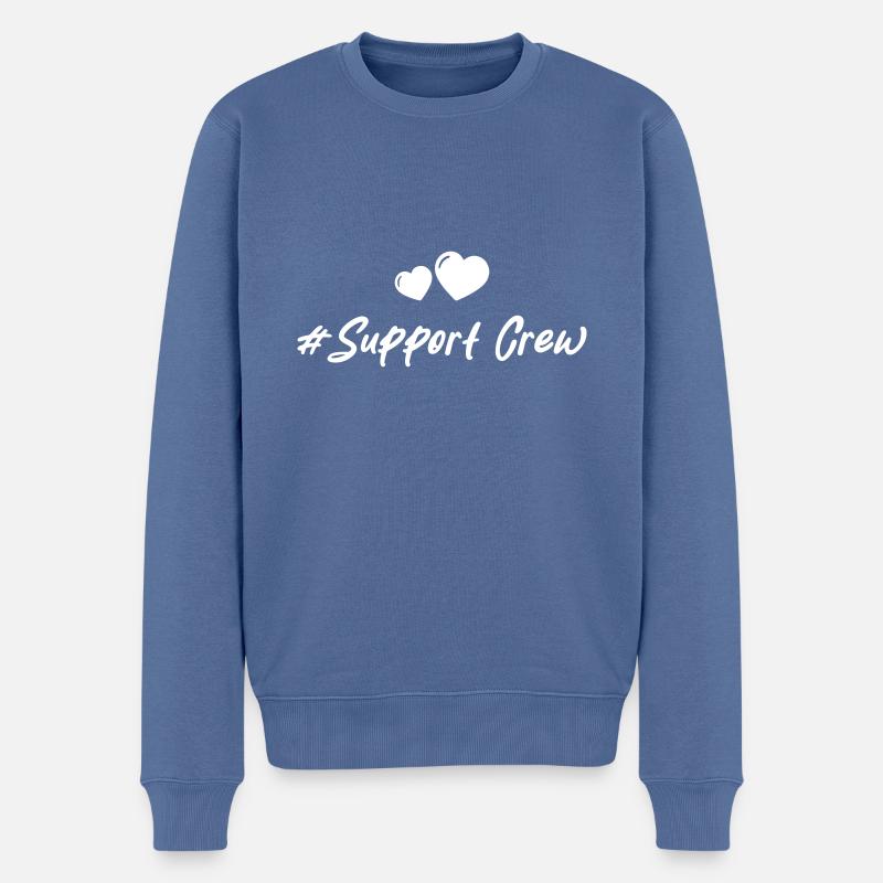 Support Crew Herz Liebe - Männer Premium Bio Pullover - Taubenblau