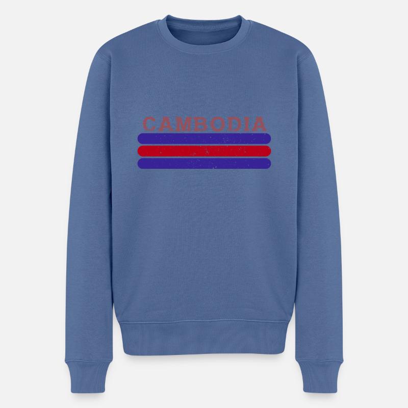 Cambodge Drapeau Asie Tradition Vacances - Pull Premium bio Homme - bleu pigeon