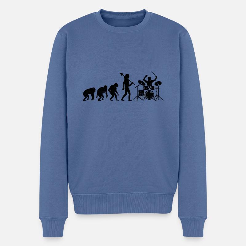 Drummer Evolution Drum Music Lover Drumming Drumme - Pull Premium bio Homme - bleu pigeon
