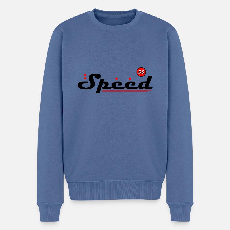 Lettrage rapide - Vitesse 55 - Pull Premium bio Homme - bleu pigeon