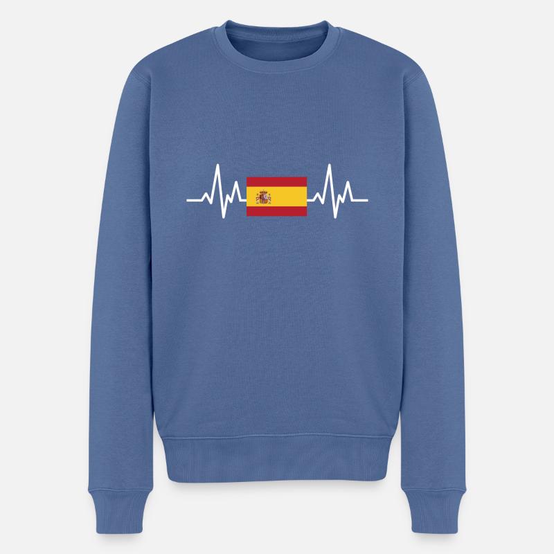 Mon cœur bat pour l'Espagne - Pull Premium bio Homme - bleu pigeon