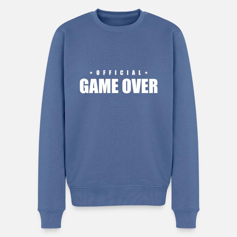 Game Over Slogan - Pull Premium bio Homme - bleu pigeon