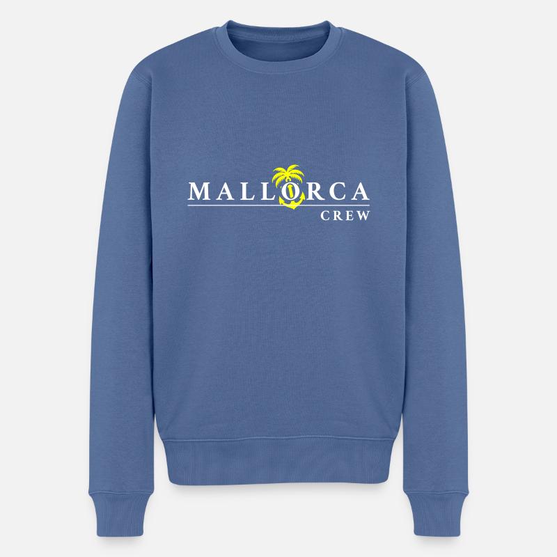 Mallorca Crew - Männer Premium Bio Pullover - Taubenblau