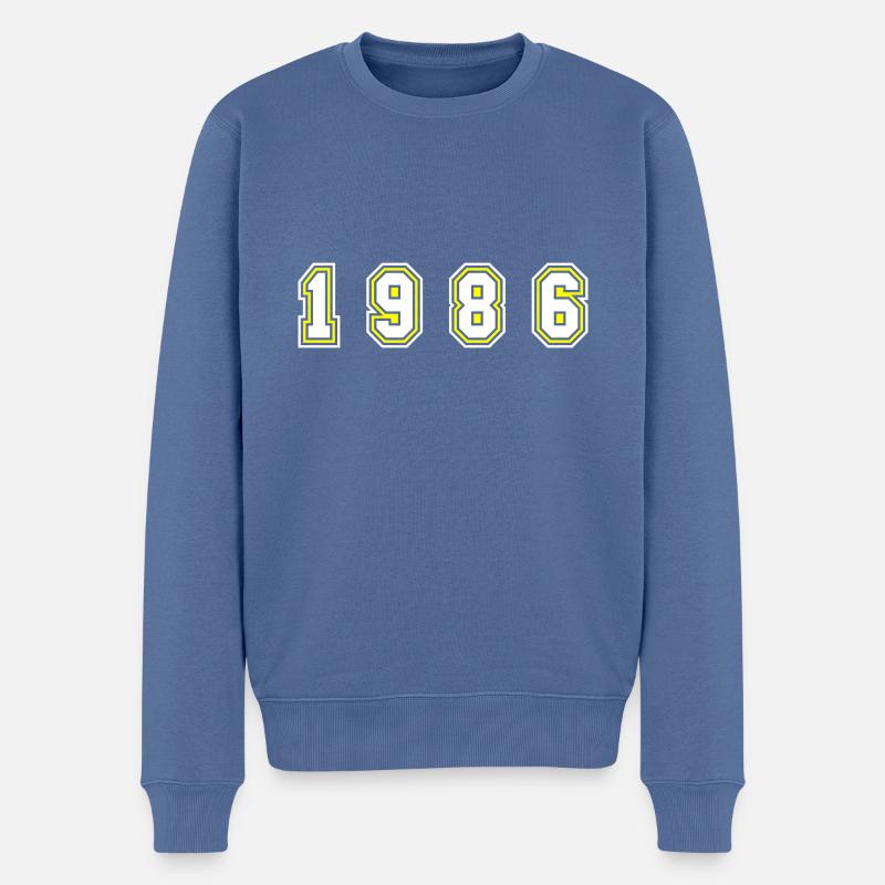 Numéro de l’année 1986 - Pull Premium bio Homme - bleu pigeon