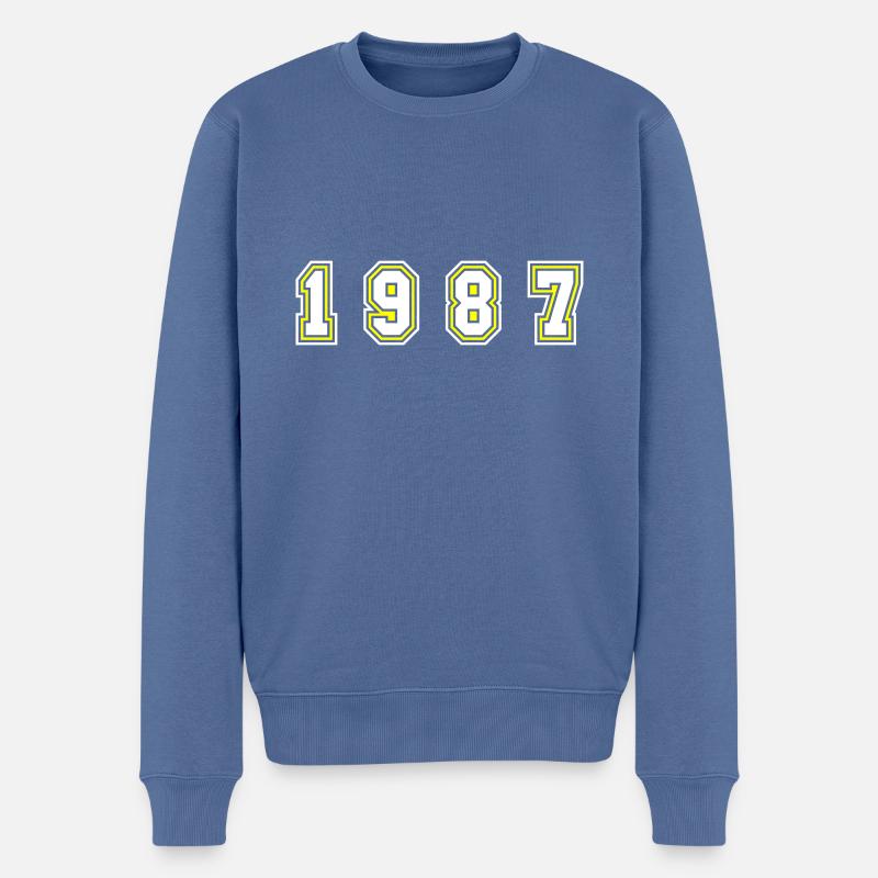 1987 Jahr Zahl - Männer Premium Bio Pullover - Taubenblau