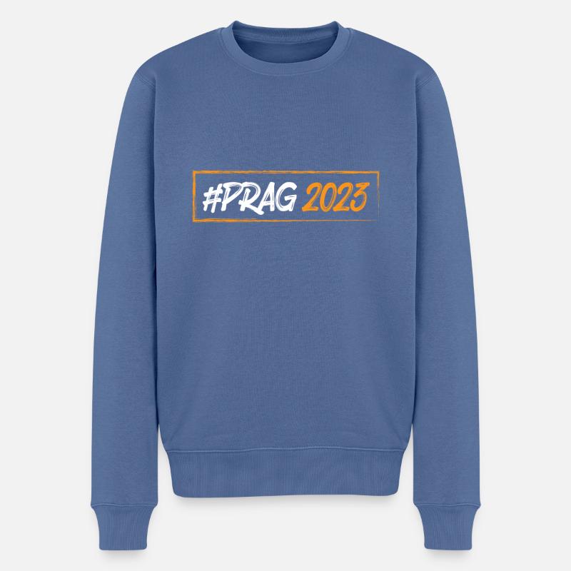Prague 2023 - Pull Premium bio Homme - bleu pigeon
