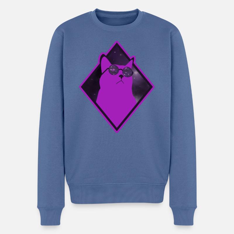 Katze Galaxy pink - Männer Premium Bio Pullover - Taubenblau