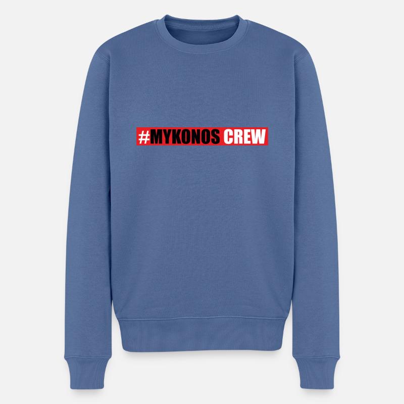Mykonos Crew - Männer Premium Bio Pullover - Taubenblau