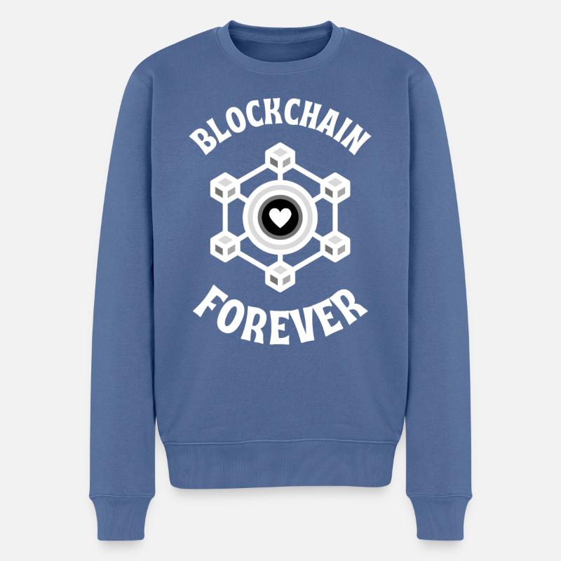 Blockchain Forever tshirt crypto - Pull Premium bio Homme - bleu pigeon