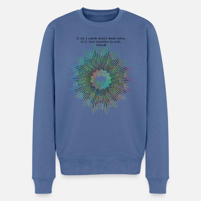 Camus : Il n’y a pas de soleil sans ombre - Pull Premium bio Homme - bleu pigeon