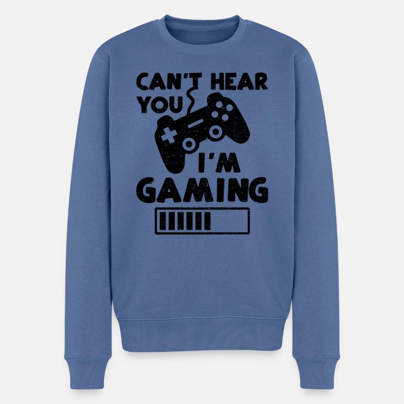 Can't Hear You I'm Gaming - Zocken - Männer Premium Bio Pullover - Taubenblau
