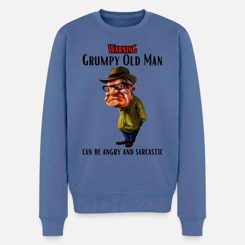 Warning Grumpy Old Man - Men's Premium Organic Jumper - stone blue