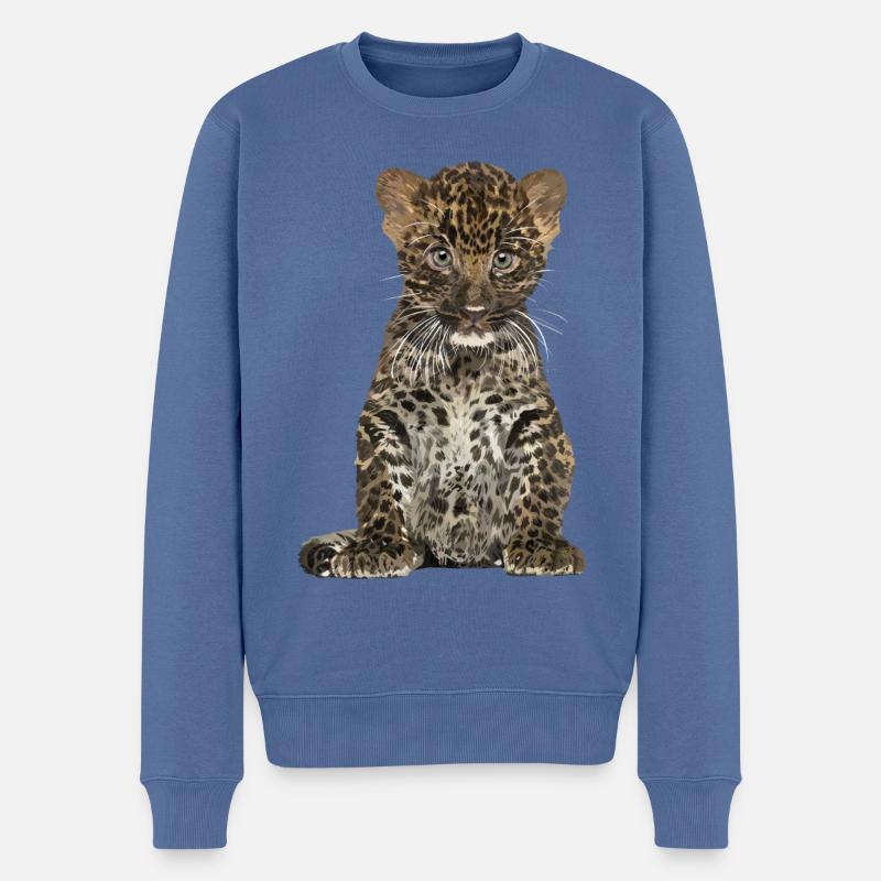 Leopard - Männer Premium Bio Pullover - Taubenblau