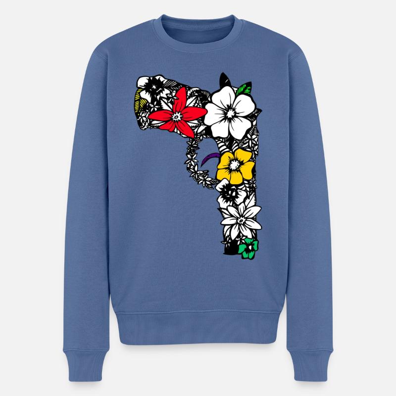 FLORAL GUN - Männer Premium Bio Pullover - Taubenblau