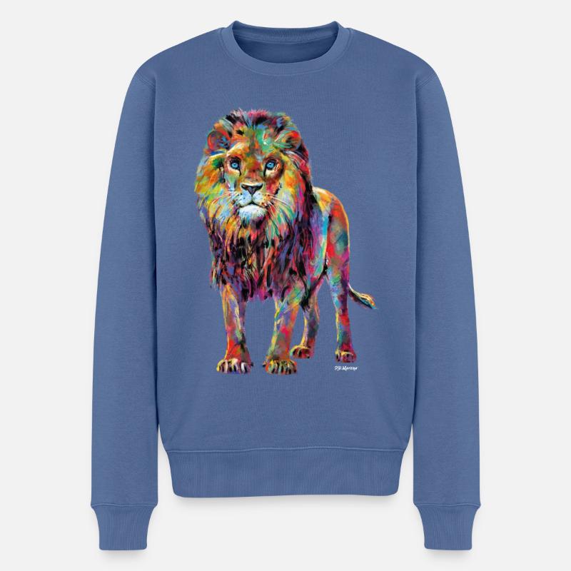 P.D. Moreno Löwe - Männer Premium Bio Pullover - Taubenblau