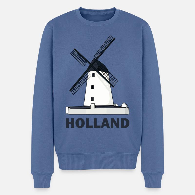Eine Windmühle Mühle Holland - Männer Premium Bio Pullover - Taubenblau