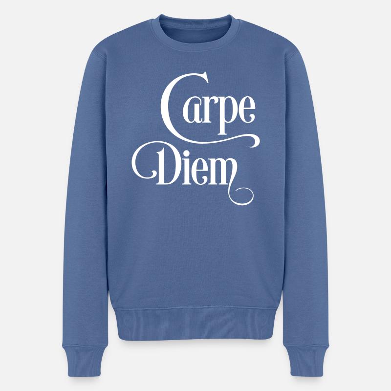 carpe diem - Männer Premium Bio Pullover - Taubenblau