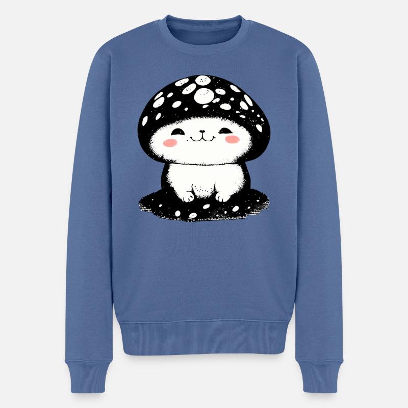 Chat champignon - Pull Premium bio Homme - bleu pigeon