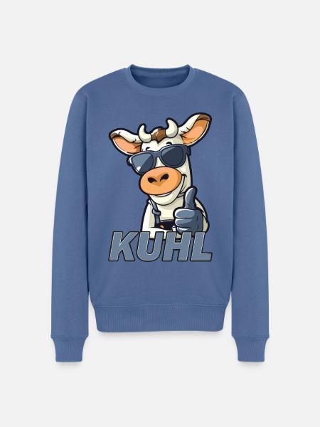 kuhl - Coole Kuh mit Blaumann - Männer Premium Bio Pullover - Taubenblau