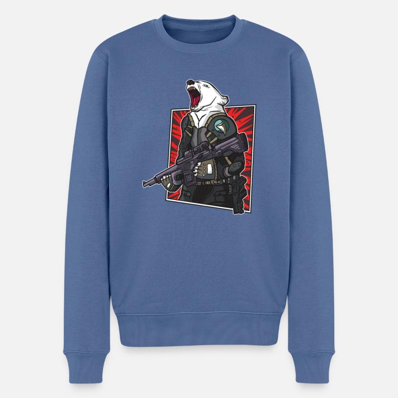 Eisbär - Männer Premium Bio Pullover - Taubenblau