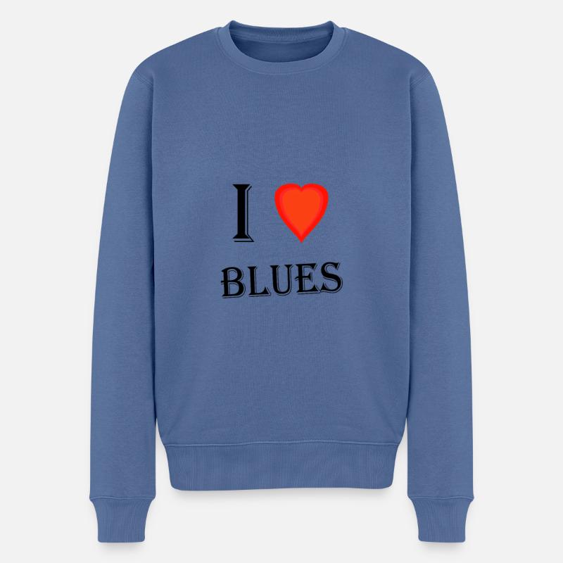 I Love Blues - Männer Premium Bio Pullover - Taubenblau