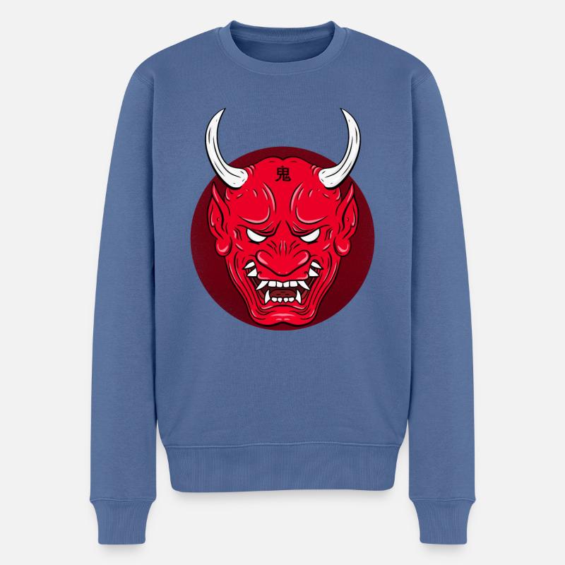 Oni, der japanische Dämon - Männer Premium Bio Pullover - Taubenblau