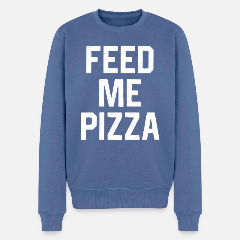 Feed Me Pizza - Männer Premium Bio Pullover - Taubenblau