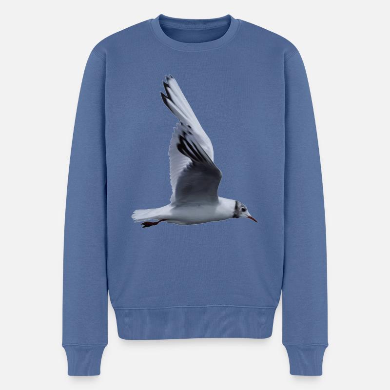 Eine fliegende Möwe - Männer Premium Bio Pullover - Taubenblau