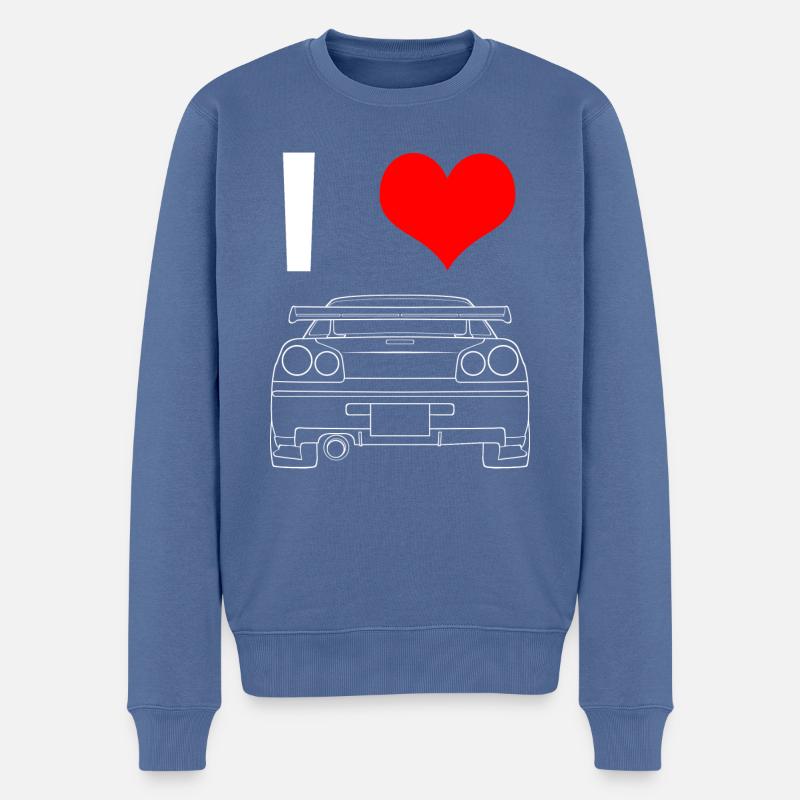 I LOVE GTR - Männer Premium Bio Pullover - Taubenblau
