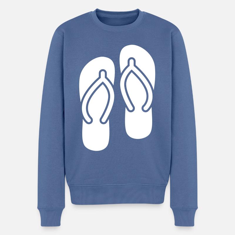 Badelatschen icon - Männer Premium Bio Pullover - Taubenblau