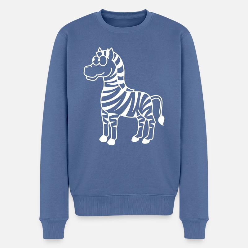 Zebra Comic Tier - Männer Premium Bio Pullover - Taubenblau