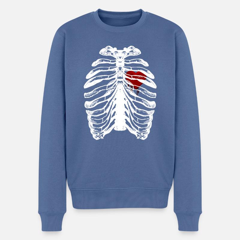 squelette - Pull Premium bio Homme - bleu pigeon