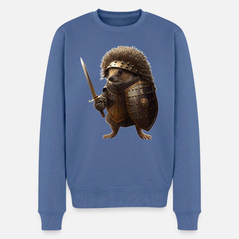 Igel der Welt, schützt euch durch eine Rüstung - Männer Premium Bio Pullover - Taubenblau