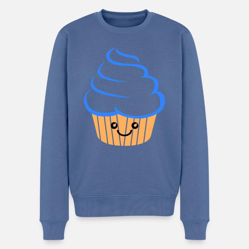 Cupcake Funny - Männer Premium Bio Pullover - Taubenblau