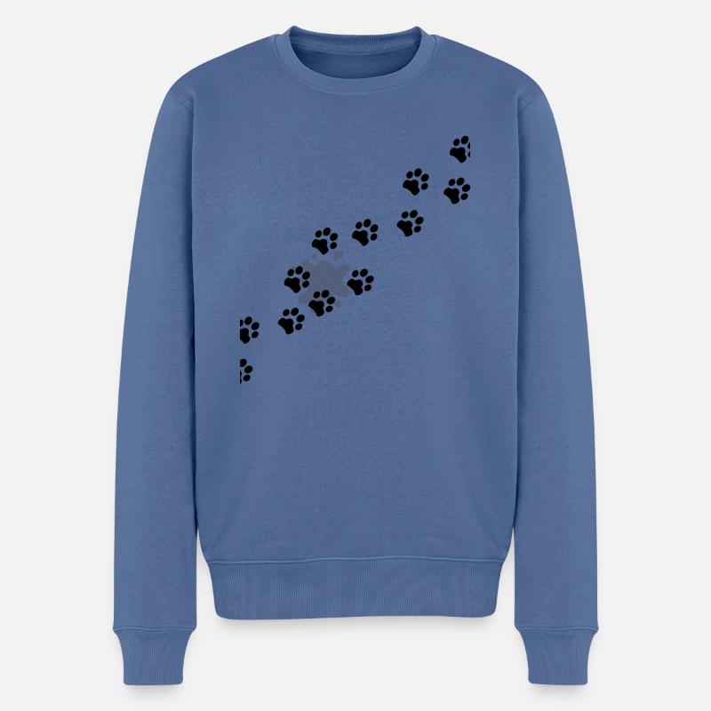 Schwarze Hundepfoten und Fleck - Männer Premium Bio Pullover - Taubenblau