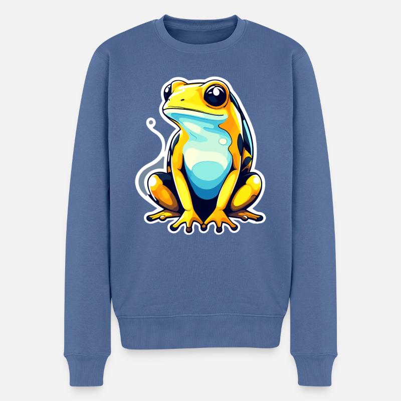 Pfeilgiftfrosch Frosch Zeichnung - Männer Premium Bio Pullover - Taubenblau