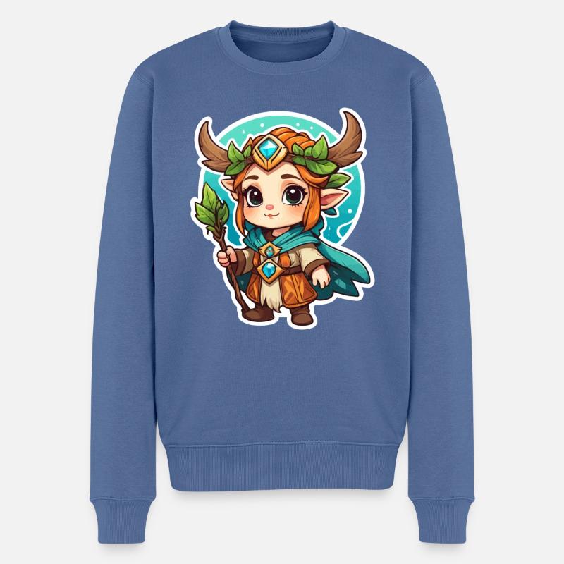 Druide Niedlich Illustration - Männer Premium Bio Pullover - Taubenblau