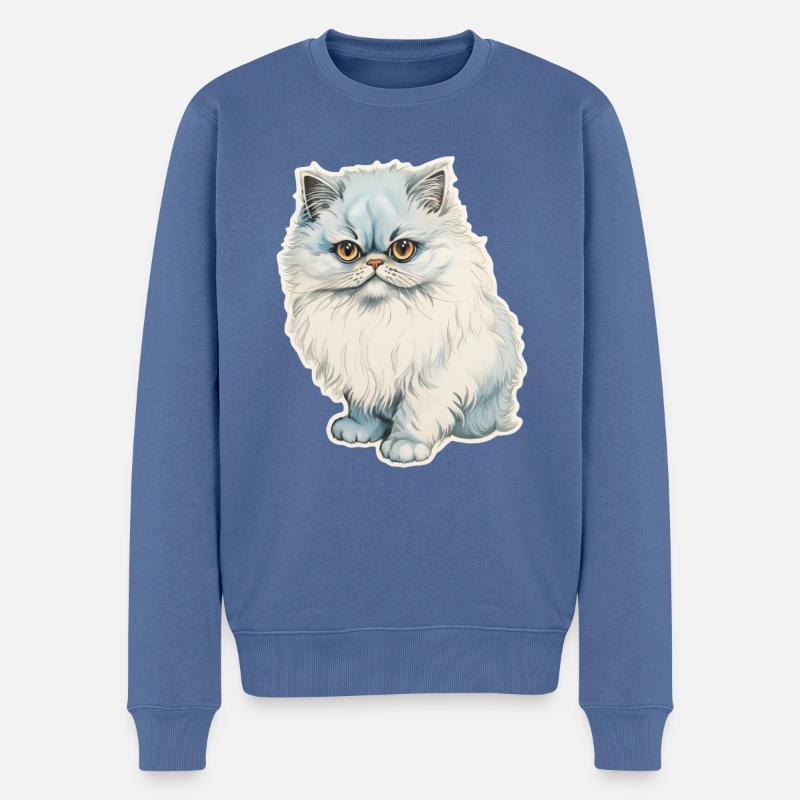 Perserkatze - Männer Premium Bio Pullover - Taubenblau