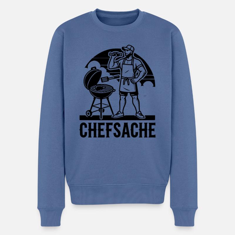 Grillen - Männer Premium Bio Pullover - Taubenblau
