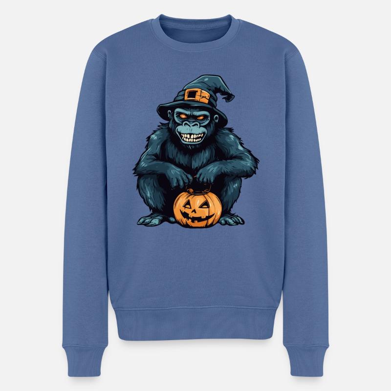 Gorilla Halloween Zombie - Männer Premium Bio Pullover - Taubenblau