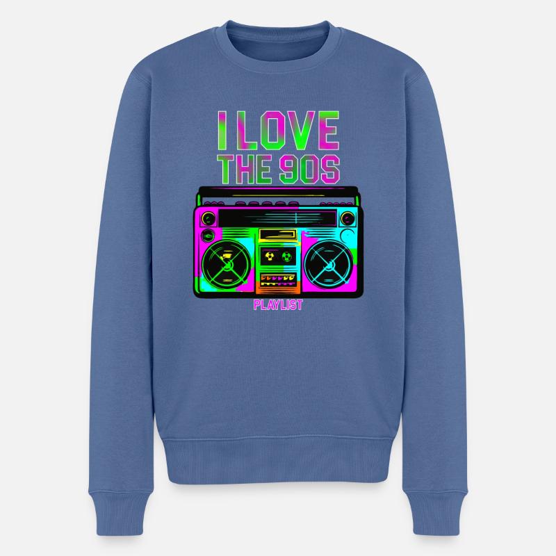 J'AIME 90S - Pull Premium bio Homme - bleu pigeon