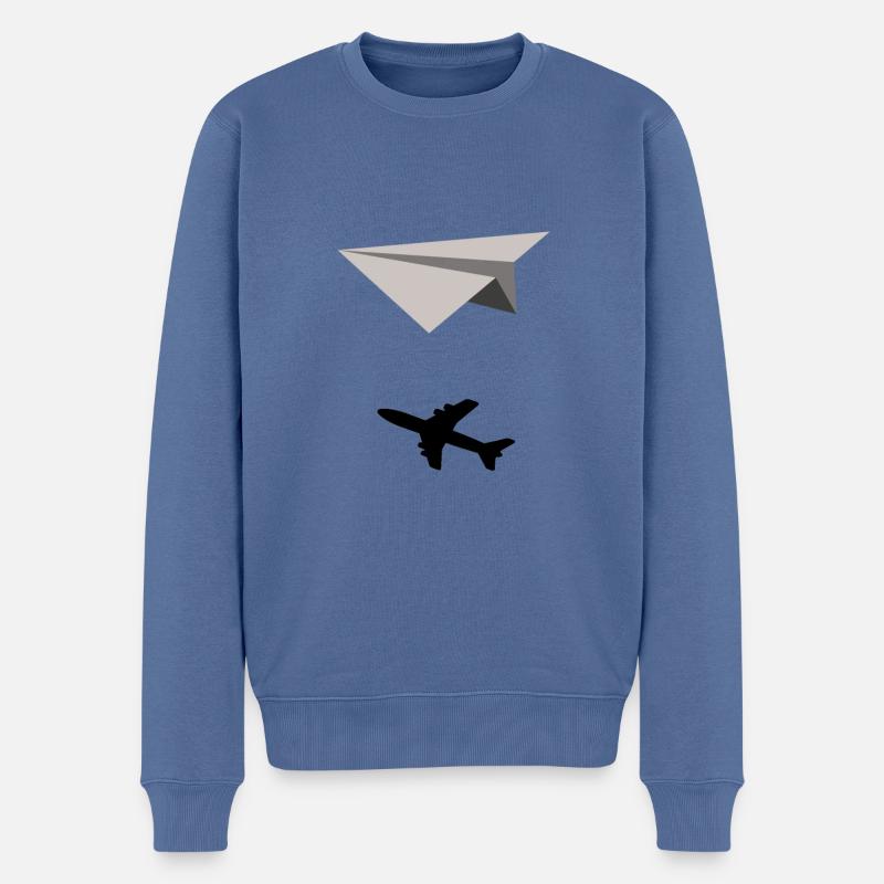 Papierflieger Schatten Flugzeug Geschenkidee - Männer Premium Bio Pullover - Taubenblau