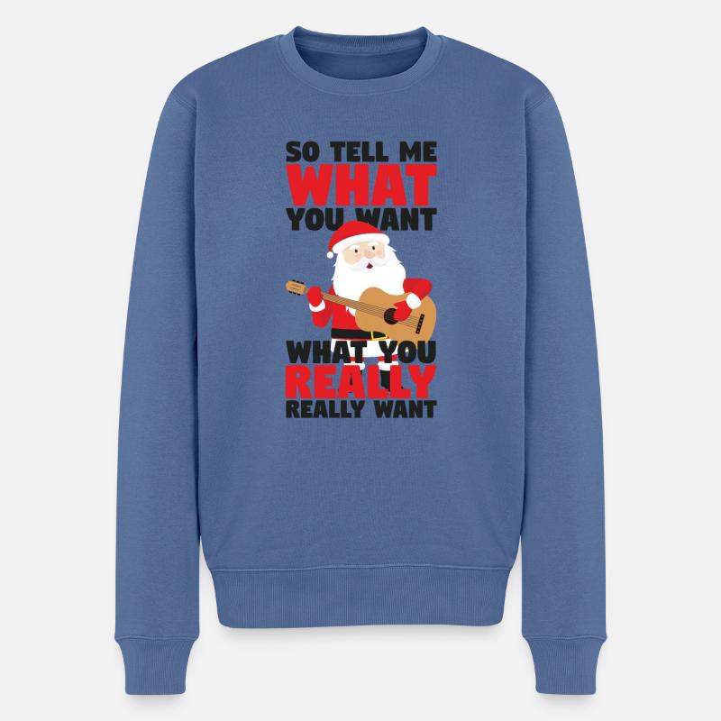 Weihnachtsmann Sagen Sie mir, was Sie Weihnachten wollen - Männer Premium Bio Pullover - Taubenblau